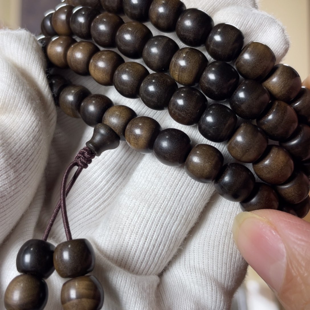 檀香木手串/手链江*溪老山檀香老料横纹阴沉7×8×108