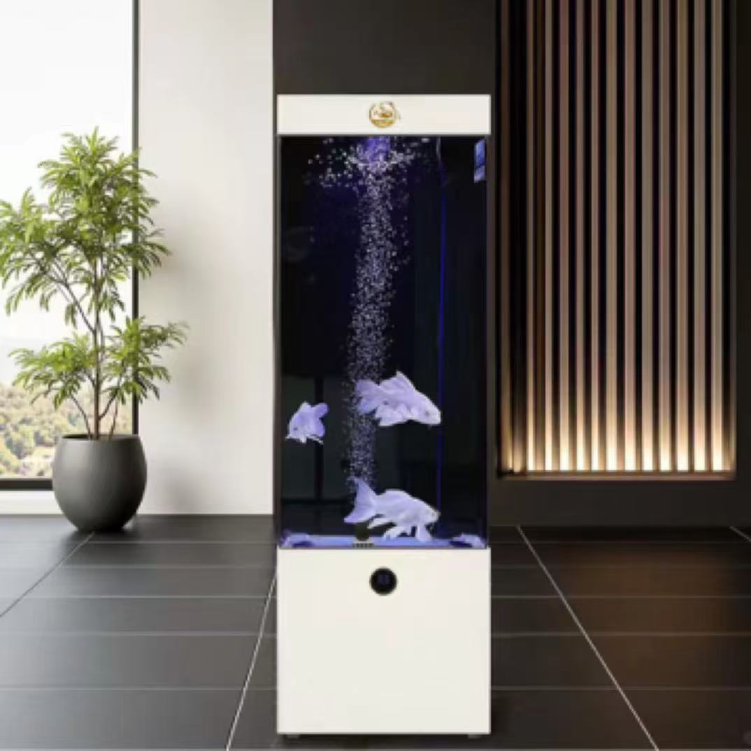 元旦新款客厅时尚落地超白玻璃免换水干湿分离智能养鱼鱼缸
