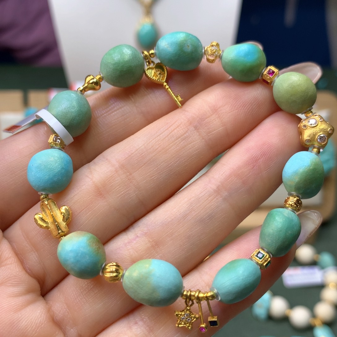 绿松石手链18K金镶嵌