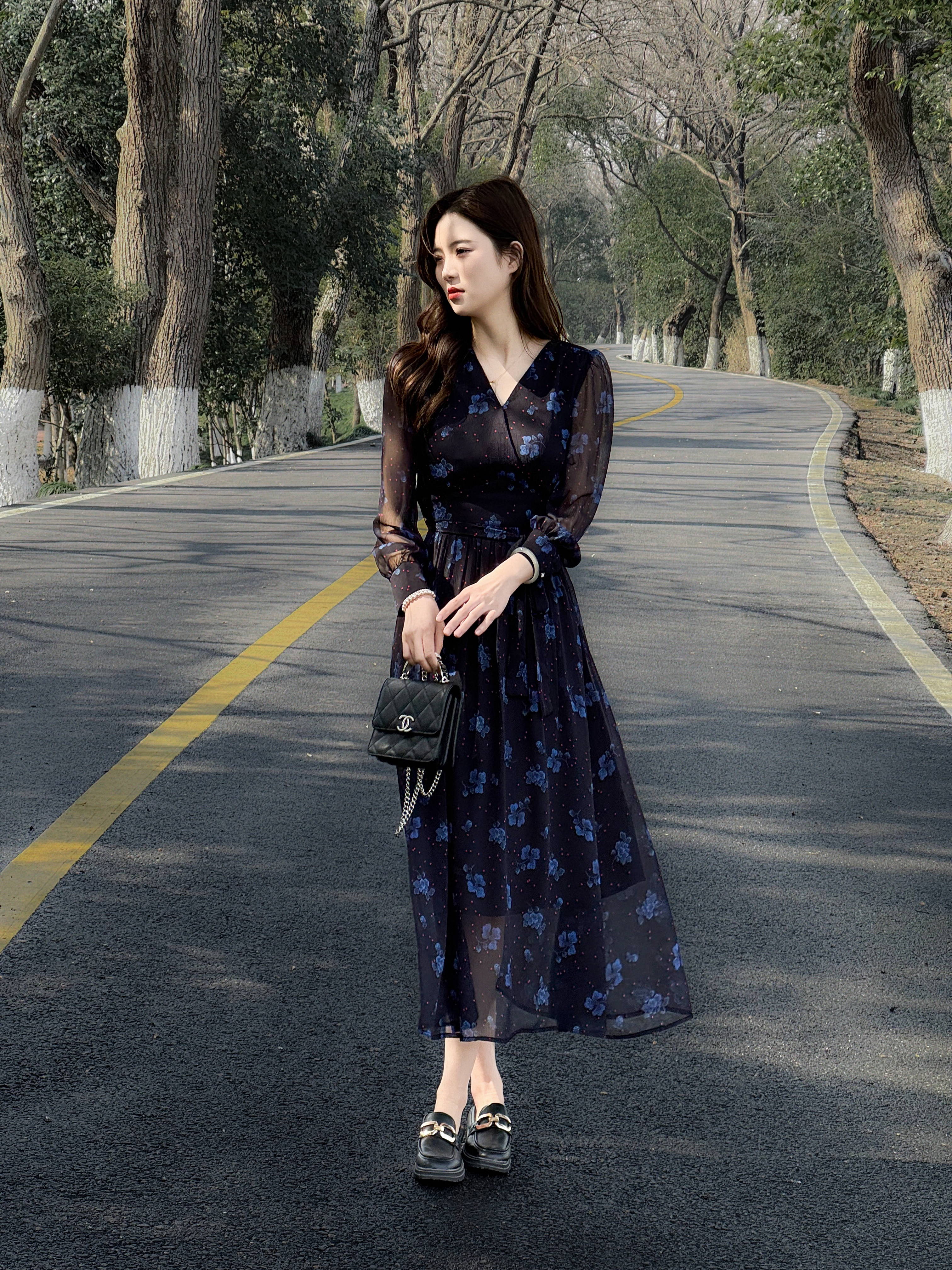  【蓝色岛屿】LANLINXUAN｜时尚a字碎花高腰显瘦裙子｜连衣裙