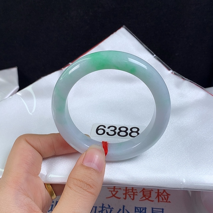 翡翠未镶嵌手镯54圈 清新甜绿 高品质