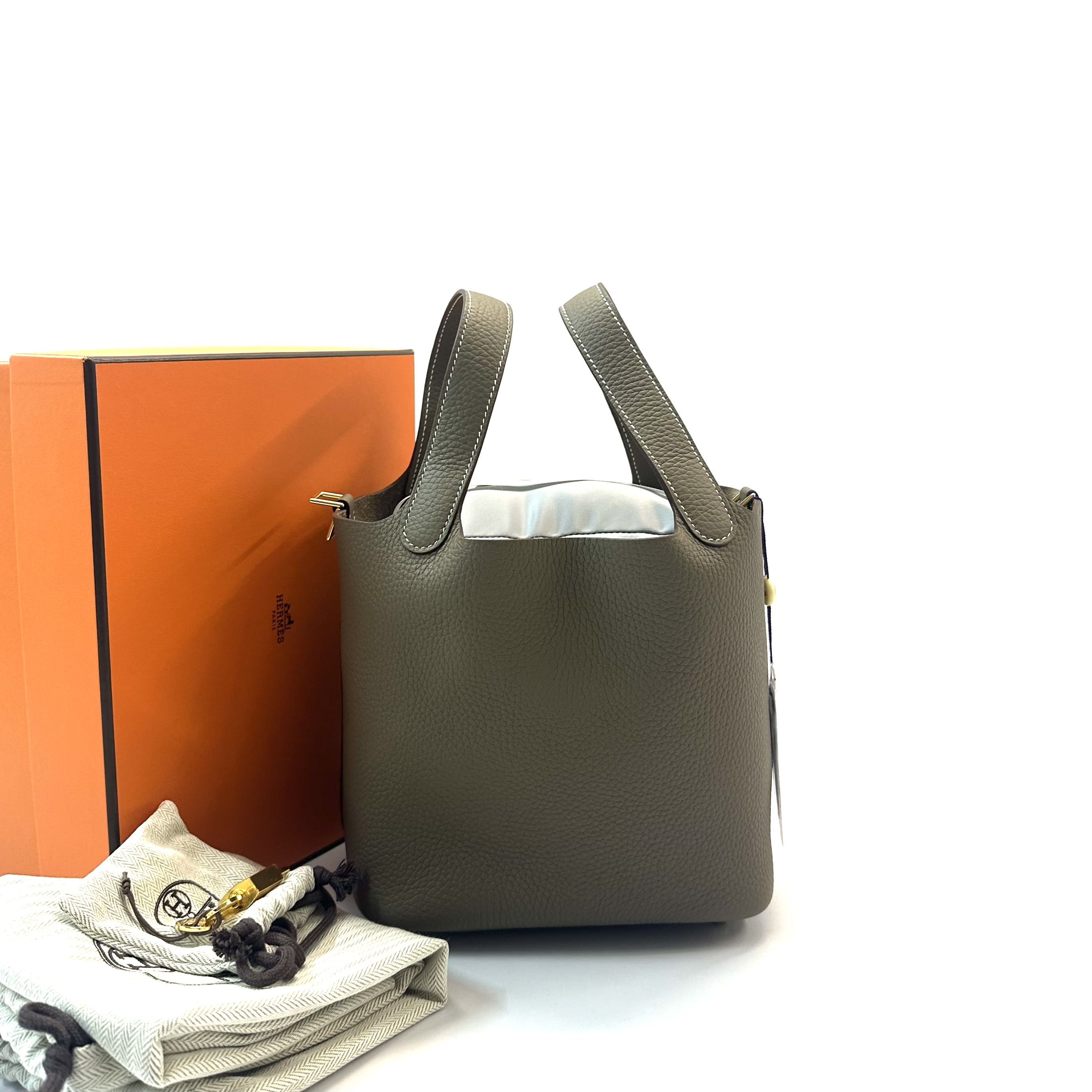 未使用 Hermes/爱马仕  picotin lock 18金扣 大象灰菜篮子手提包