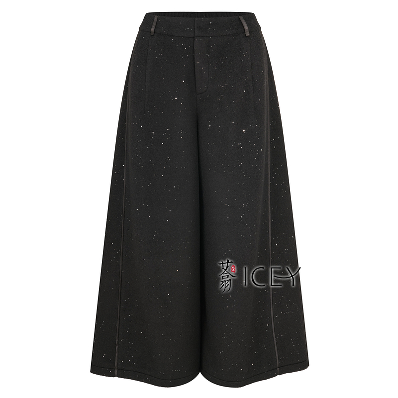 艾翕甄选【闪闪】呢子亮片阔腿裤ZX2501561-1