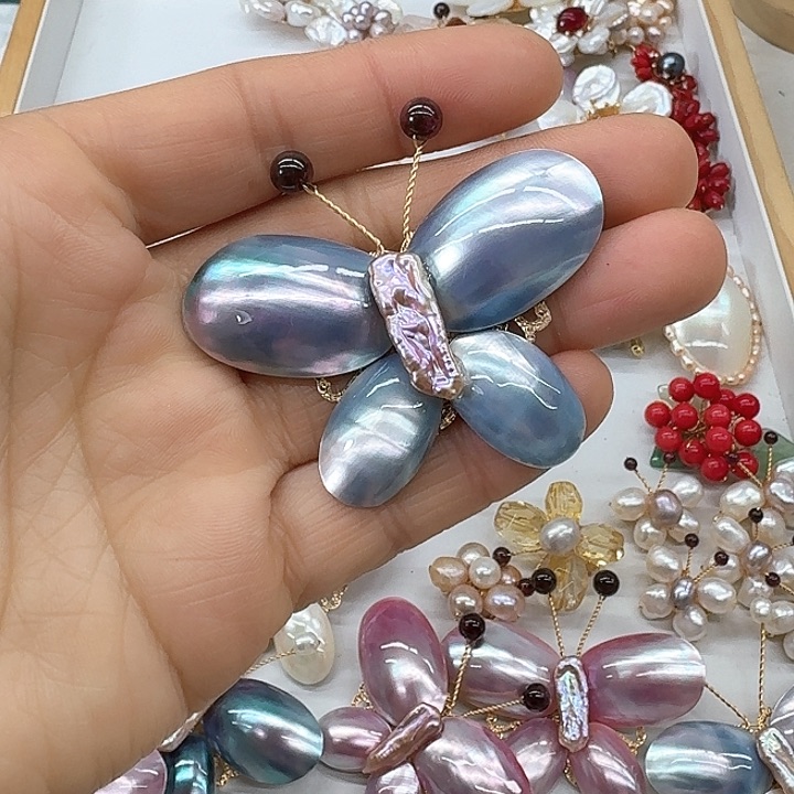 淡水珍珠胸饰银S925镶嵌