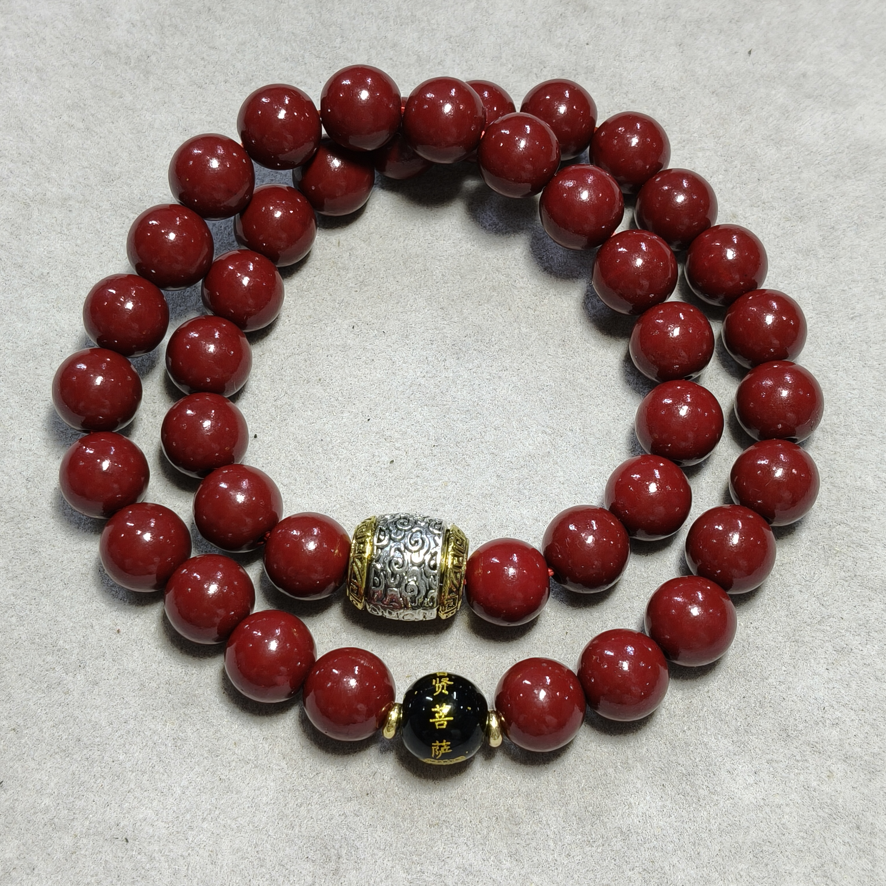 含辰砂工艺品a102 辰砂卡1.0圆珠双圈手串(合成)