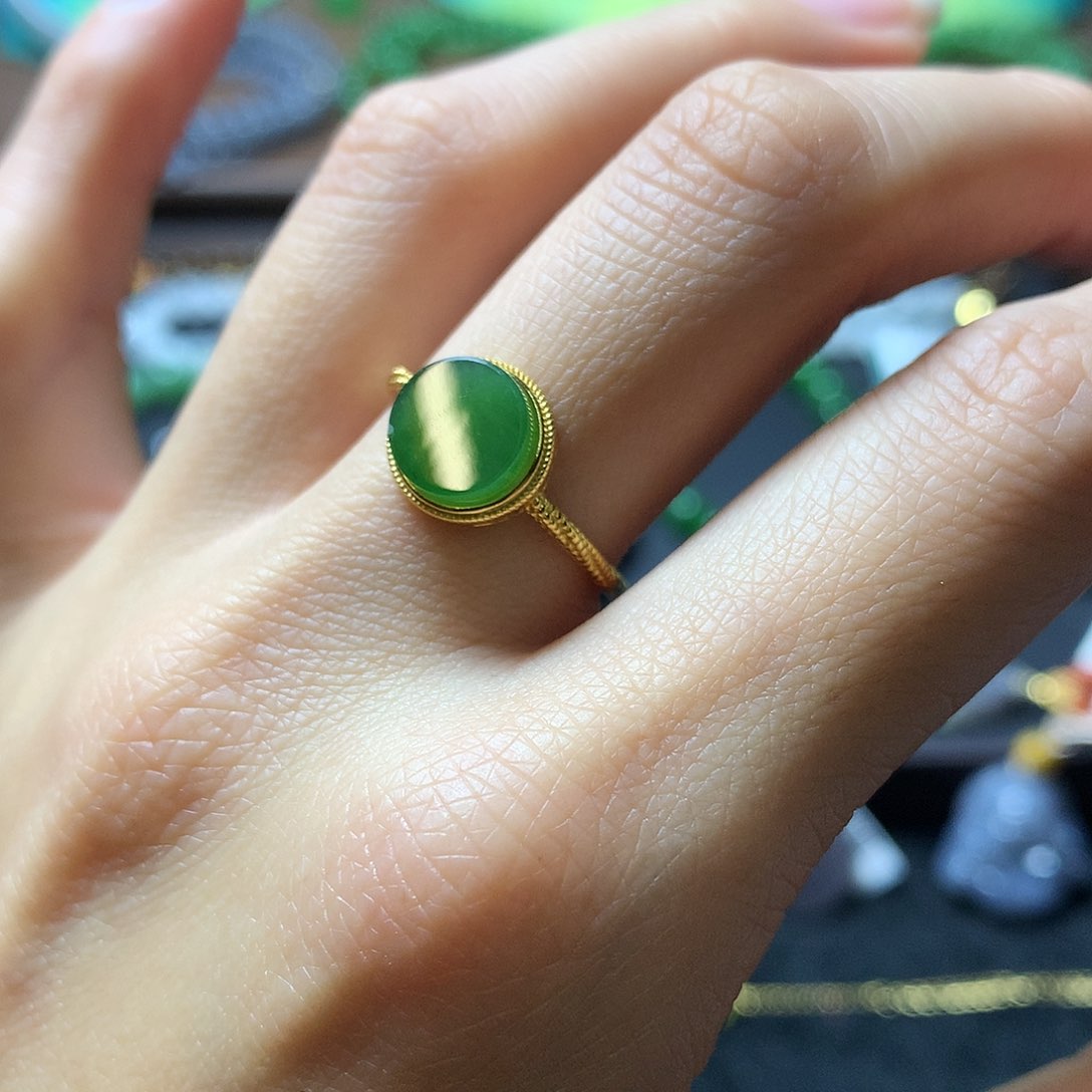 和田玉戒指银S925镶嵌