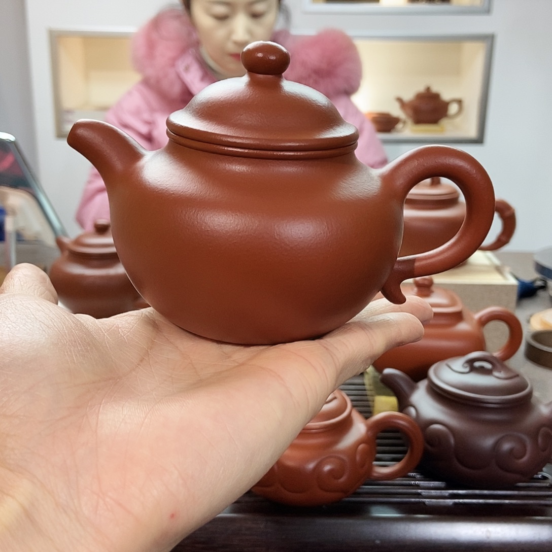 紫砂茶壶朱泥莲子260cc