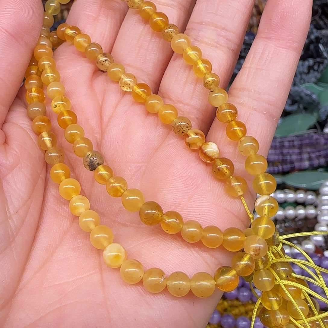 玛瑙/玉髓合金珠宝半成品蜜蜡4mm一条