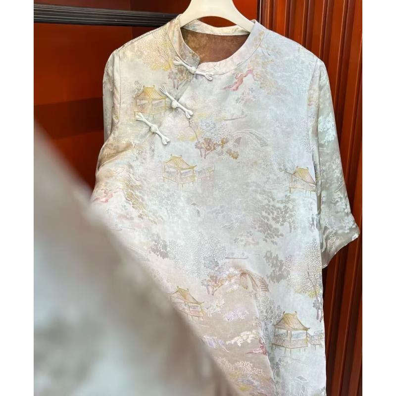 品优-【亭外香榭】新中式薄款旗袍白色印花中国风2025B0579-乔子