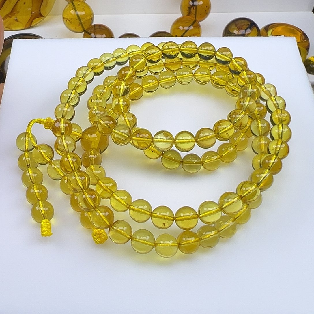 热***生琥珀未镶嵌裸石琥珀链
