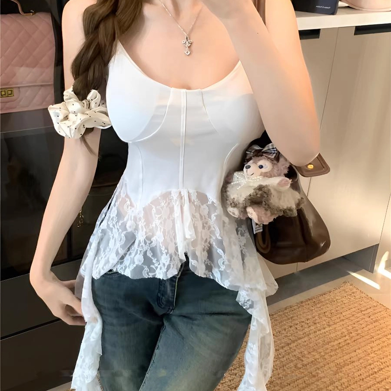 法式纯欲网红蕾丝拼接吊带夏季显瘦 3001#