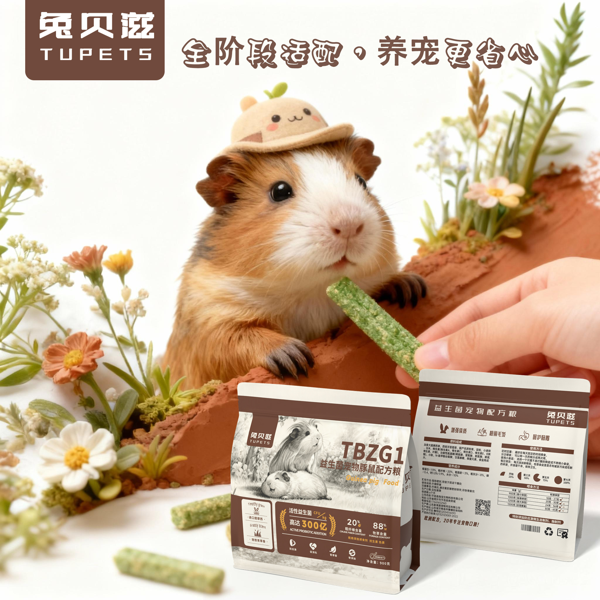 兔贝滋全阶豚鼠粮荷兰猪粮提摩西高纤维美毛护肤护肠胃增体质主粮