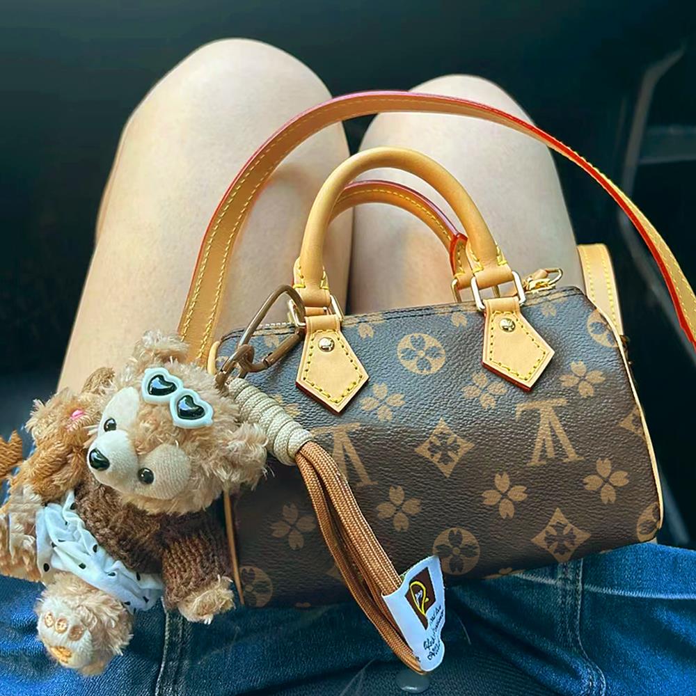 香港精选轻奢2025年冬季新款通勤女包老花迷你枕头包单肩斜跨包包