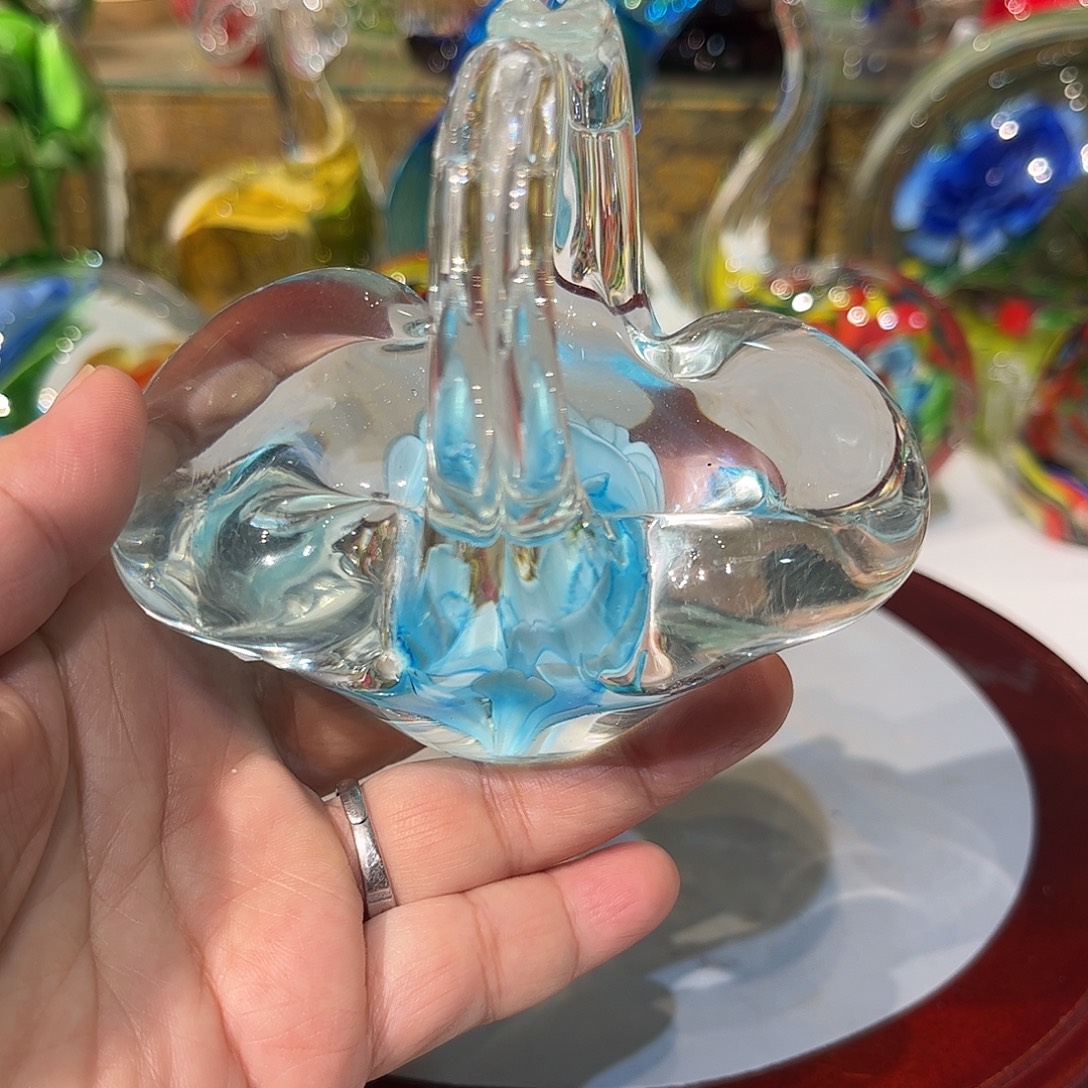 手工艺品琉璃纯手工小花蓝琉璃摆件