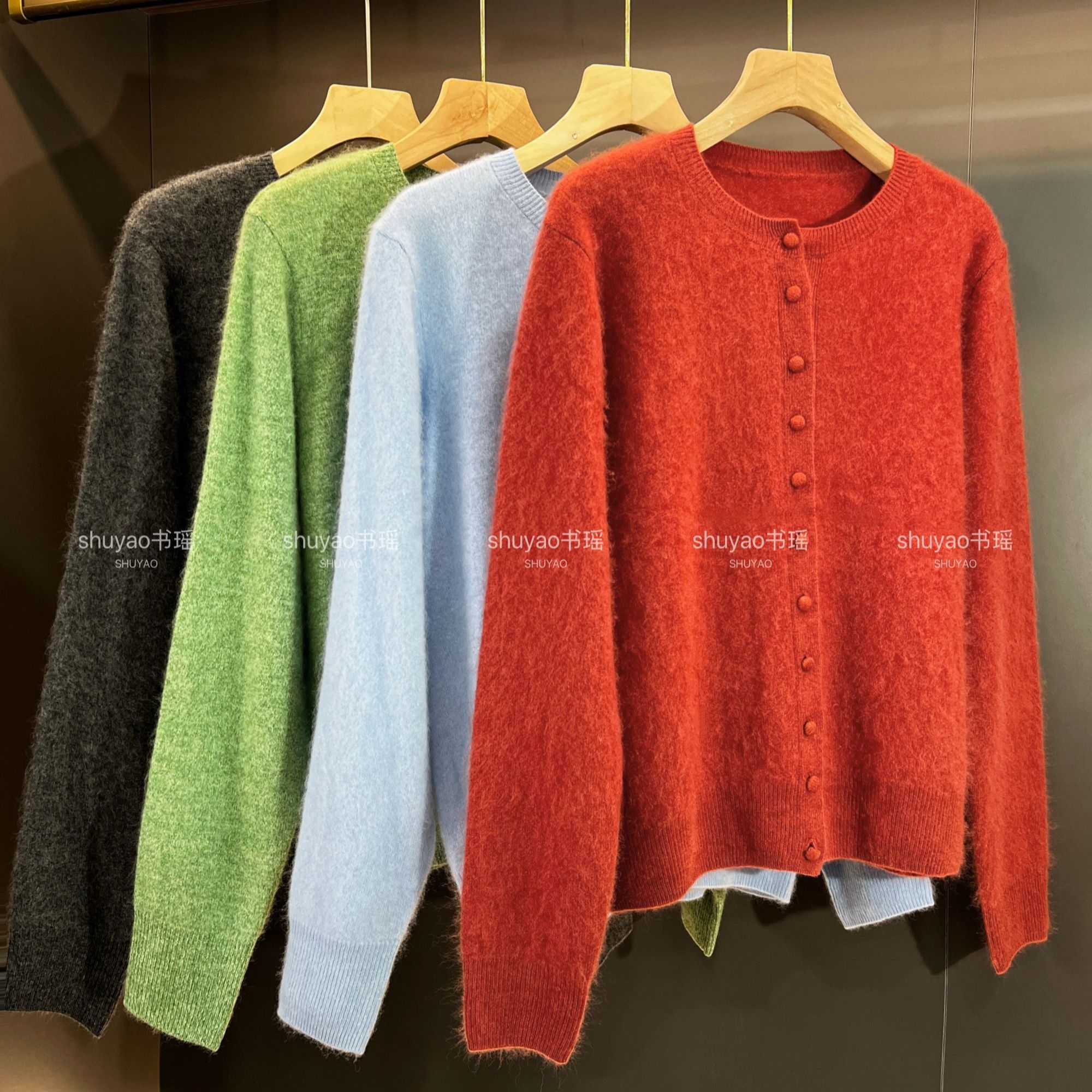 【山羊绒】复古简约宽松慵懒风针织开衫女秋冬季百搭慵懒风上衣