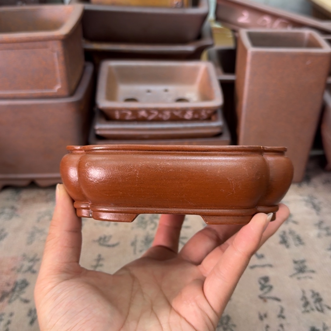 紫砂花盆100号宜兴紫砂正品花盆12.5x9.5x3.5