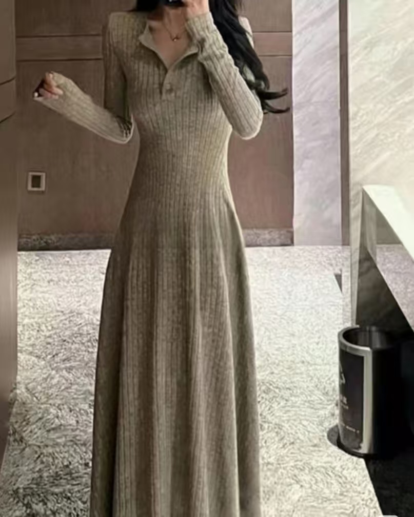 【401-470】圆领针织贸易早秋装2025新款女士装洋气连衣裙