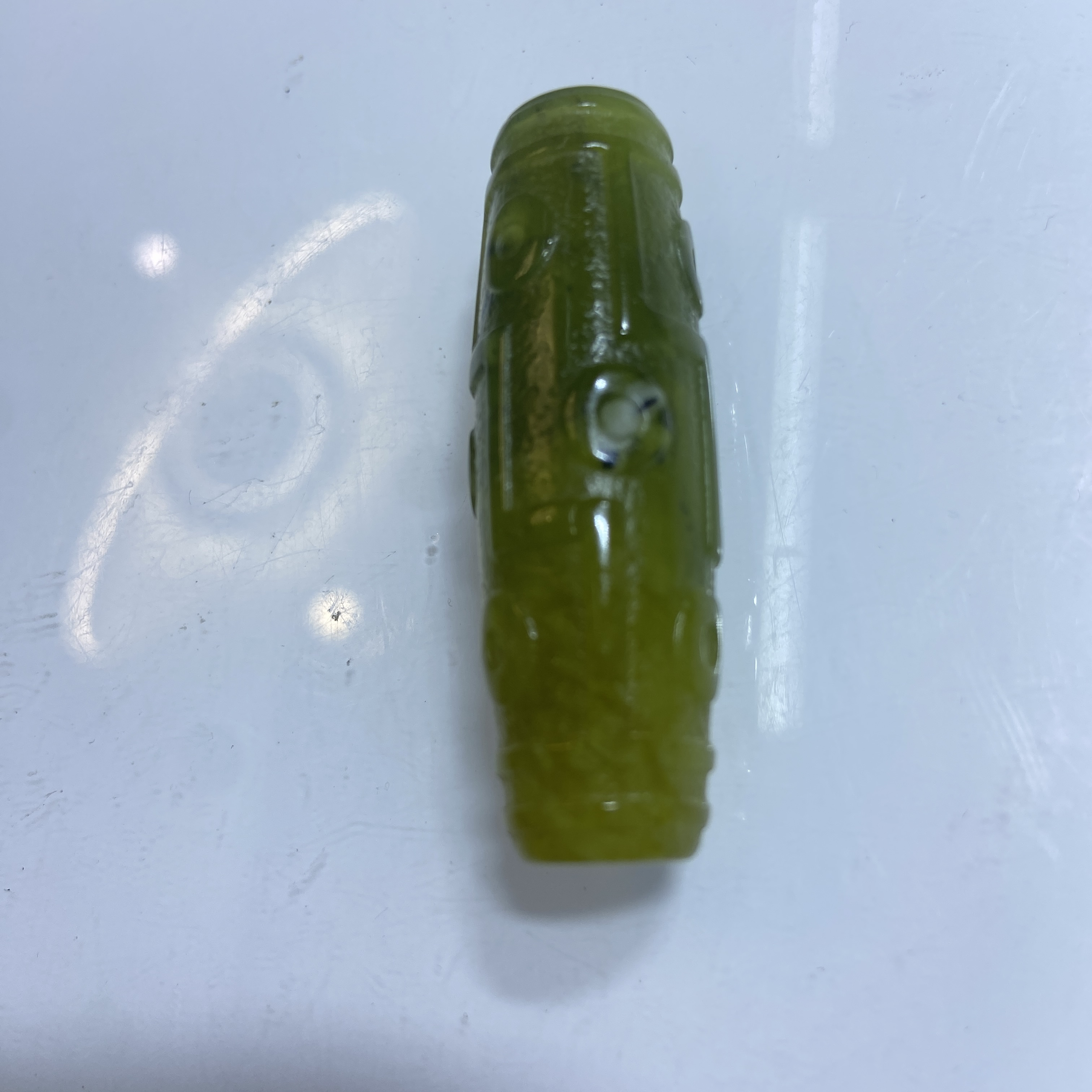 岫玉俏色巧雕花玉九眼天珠毛衣链挂件手握