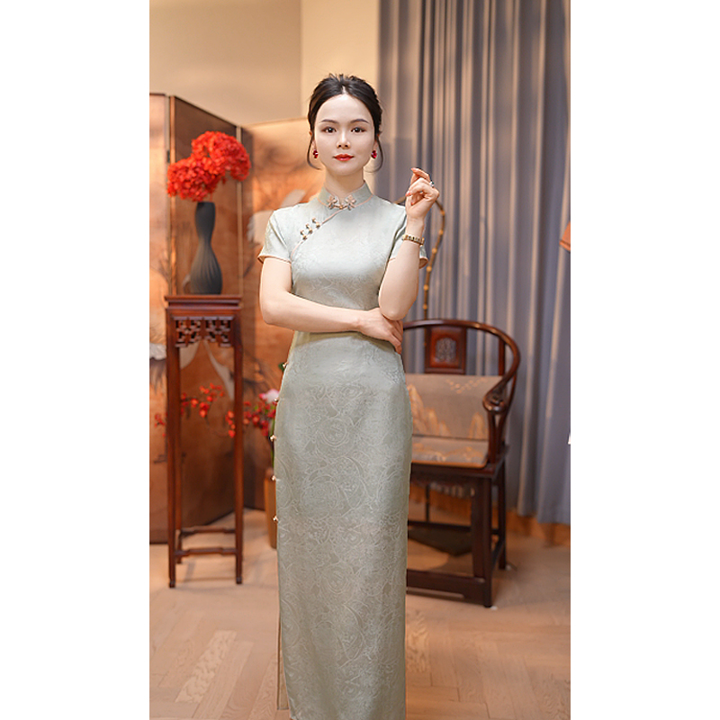 罗马假日 玲珑娇高端旗袍桑蚕丝手工古法全开襟一片式平裁夏小资