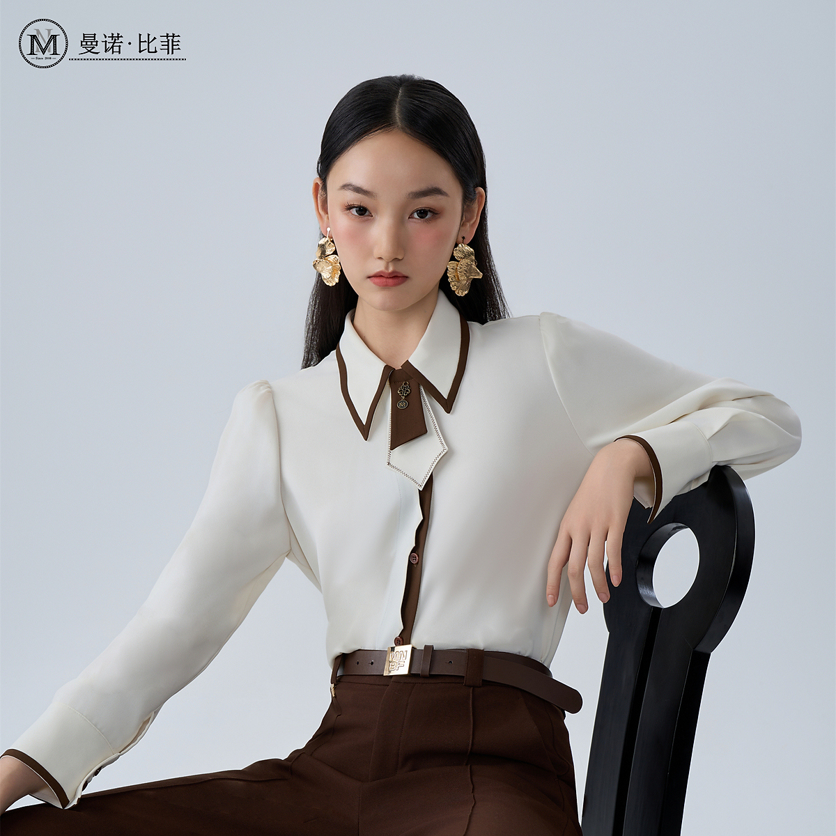 【达人专属】冬季翻领长袖衬衫上衣通勤百搭MFES142047