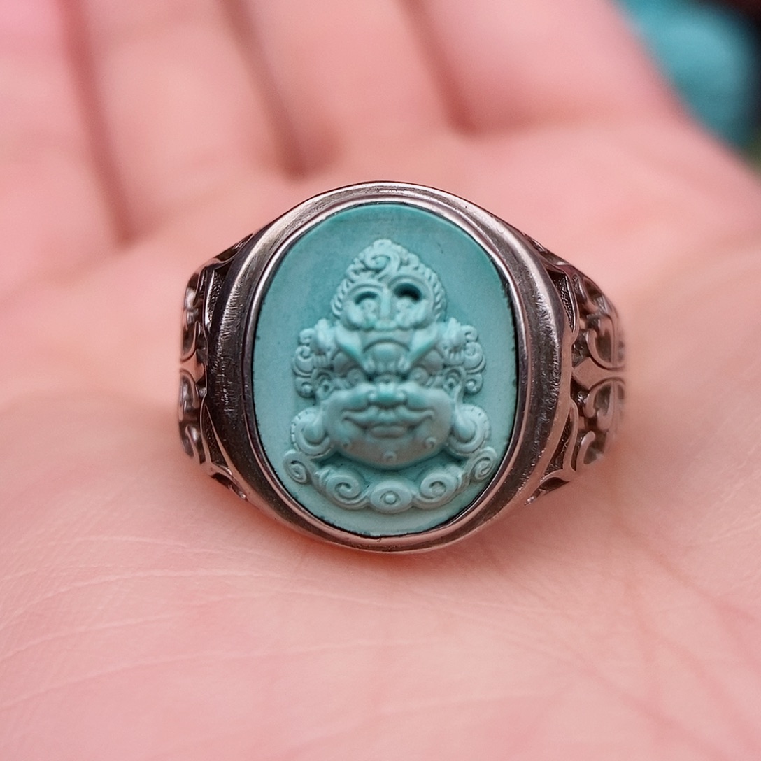 绿松石银S925镶嵌戒指