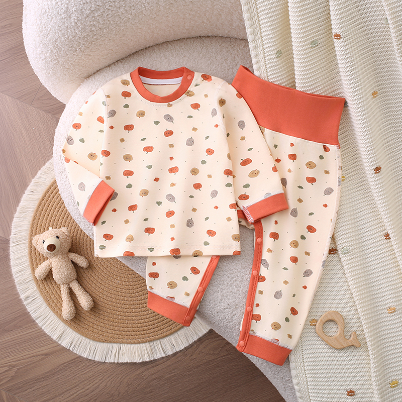 【300克韩版加厚套装】婴儿秋冬纯棉保暖衣家居服男女宝宝高腰护肚