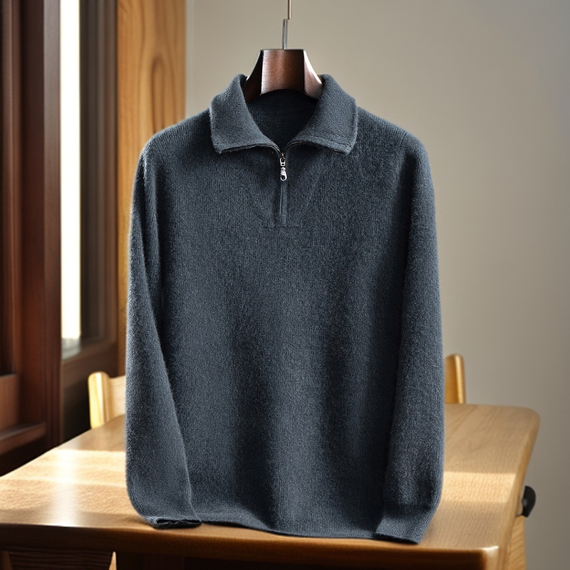 LP意大利老钱风！100%纯山羊绒元宝针半拉链儿童翻领加厚克重400g