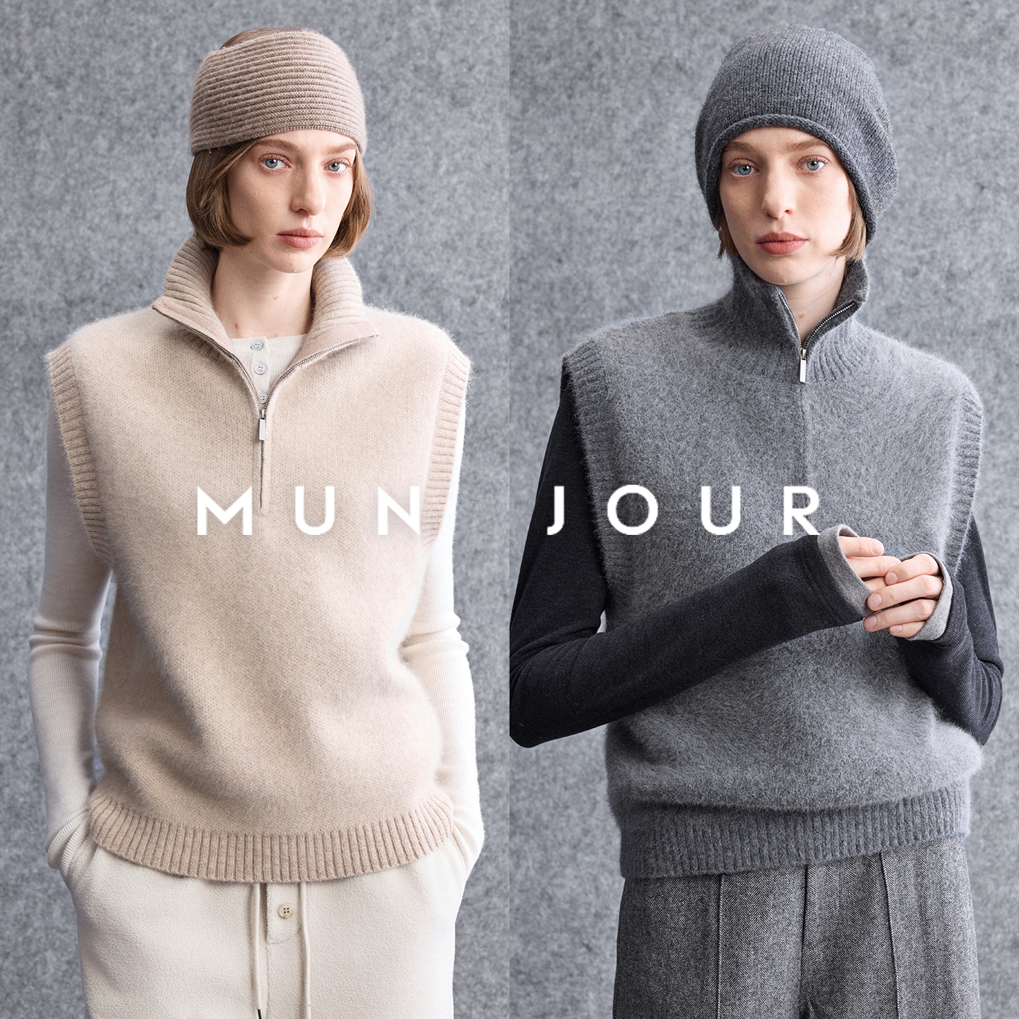 Wan能叠穿神器 臻奢柔糯感狐狸绒羊毛高领半开拉链微宽松马甲