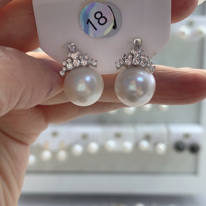 淡水珍珠耳饰银S925镶嵌