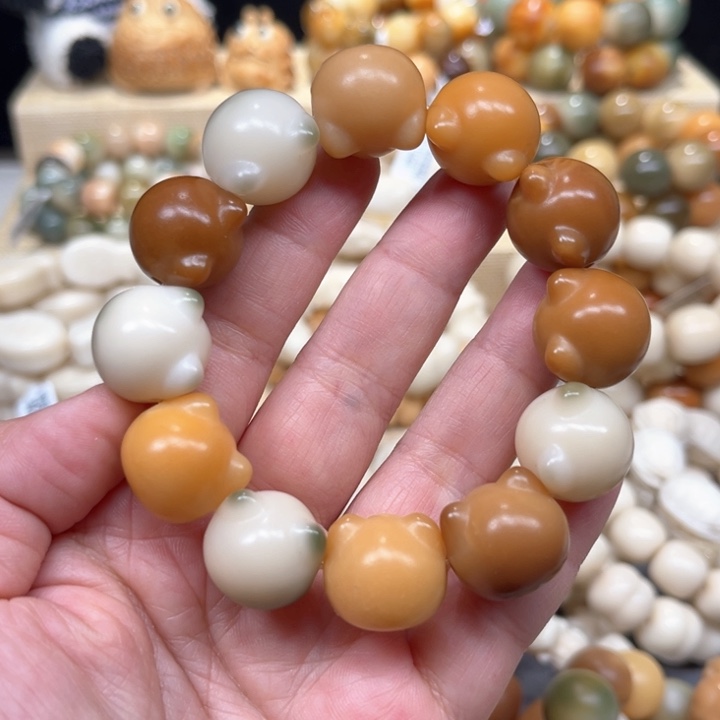 菩提根/象牙果手串微瑕猫头1-16-77