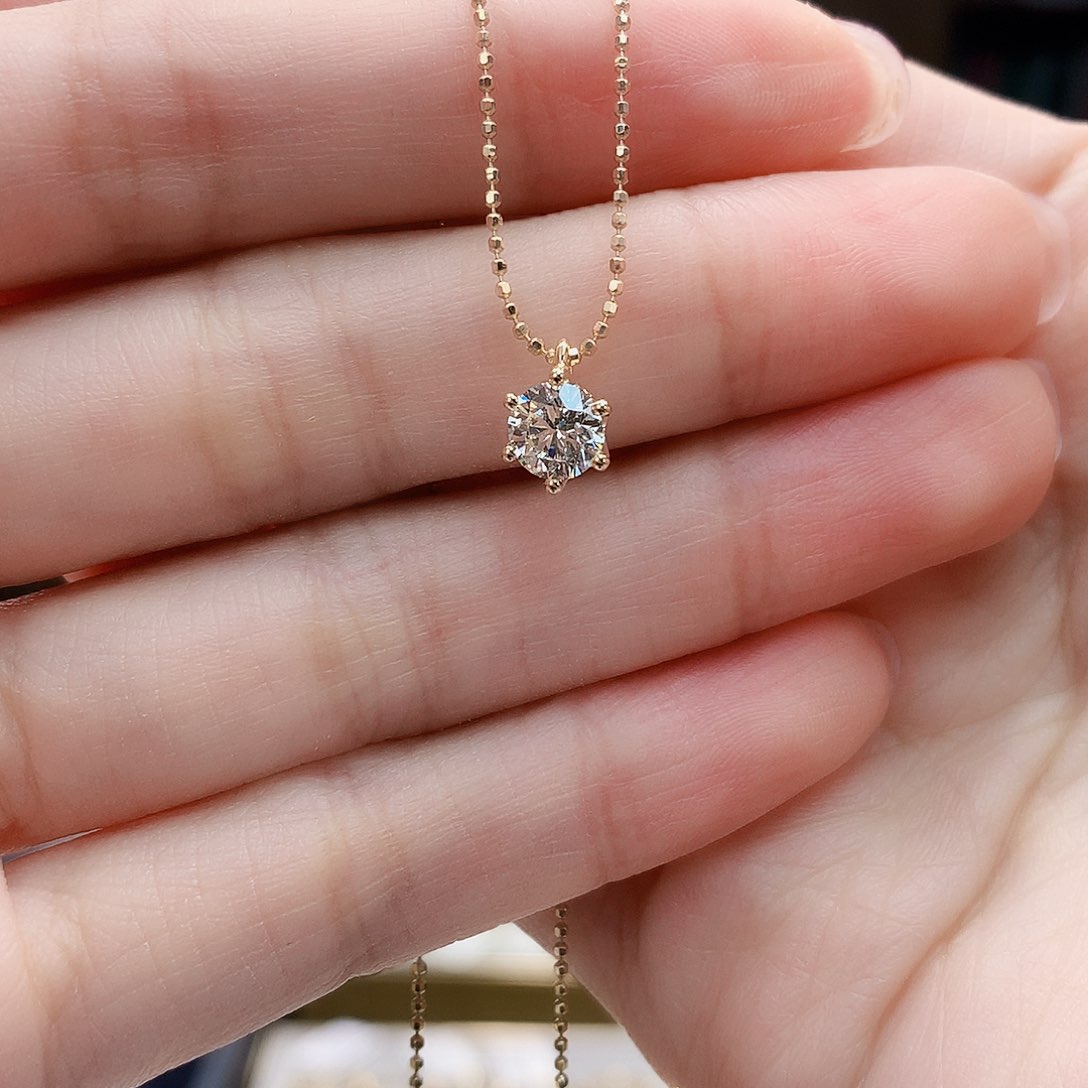 钻石颈饰18K金镶嵌18k金天然钻石七十分项链