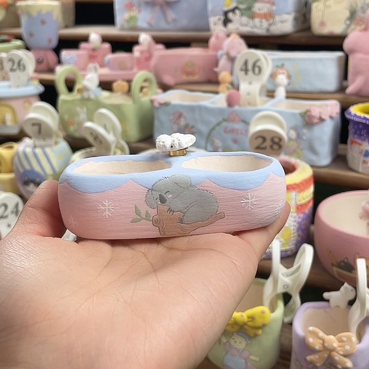 考拉花盆双格花盆