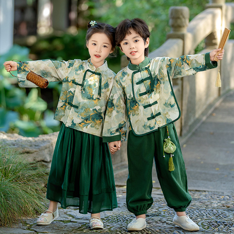 童装2025春秋装新款服装古风舞蹈服藏装哪吒衣服套装幼儿唐装演出