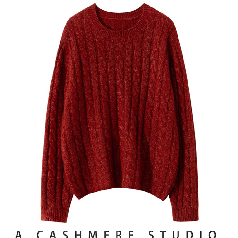 丝羊绒加厚宽松阔版麻花圆领韩版时尚