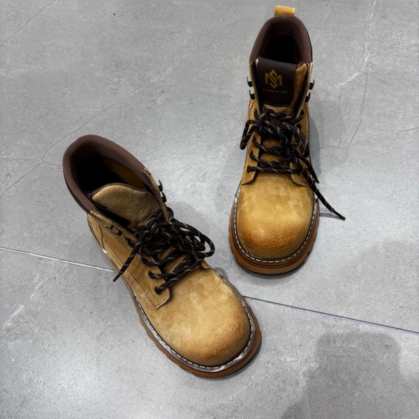 玛莎玛索MSMS05-631春秋马丁靴圆头高帮牛津皮靴英伦风百搭