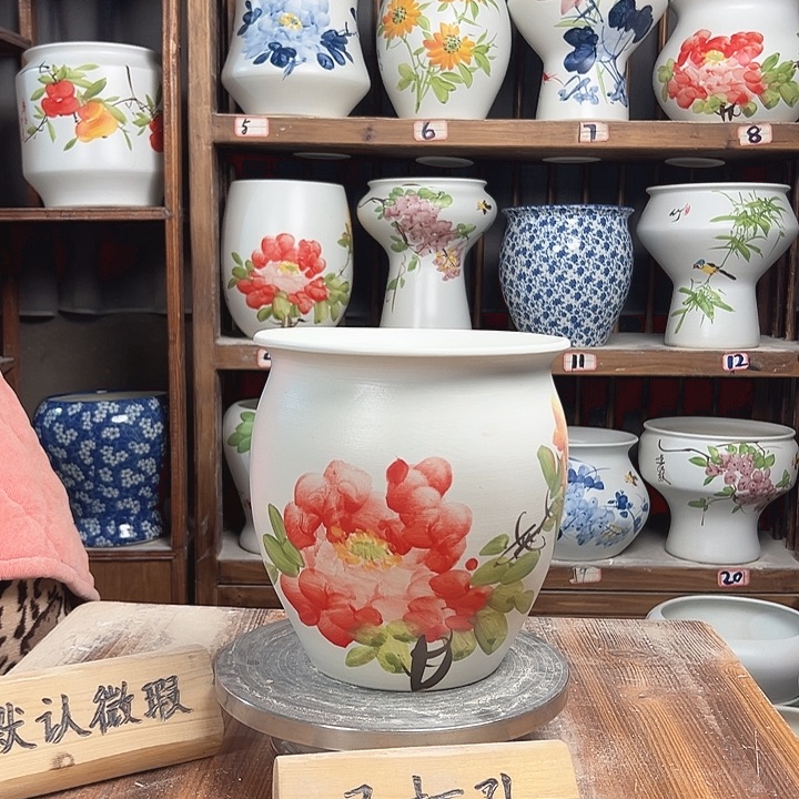 摆件圆口红牡丹新款新款陶瓷