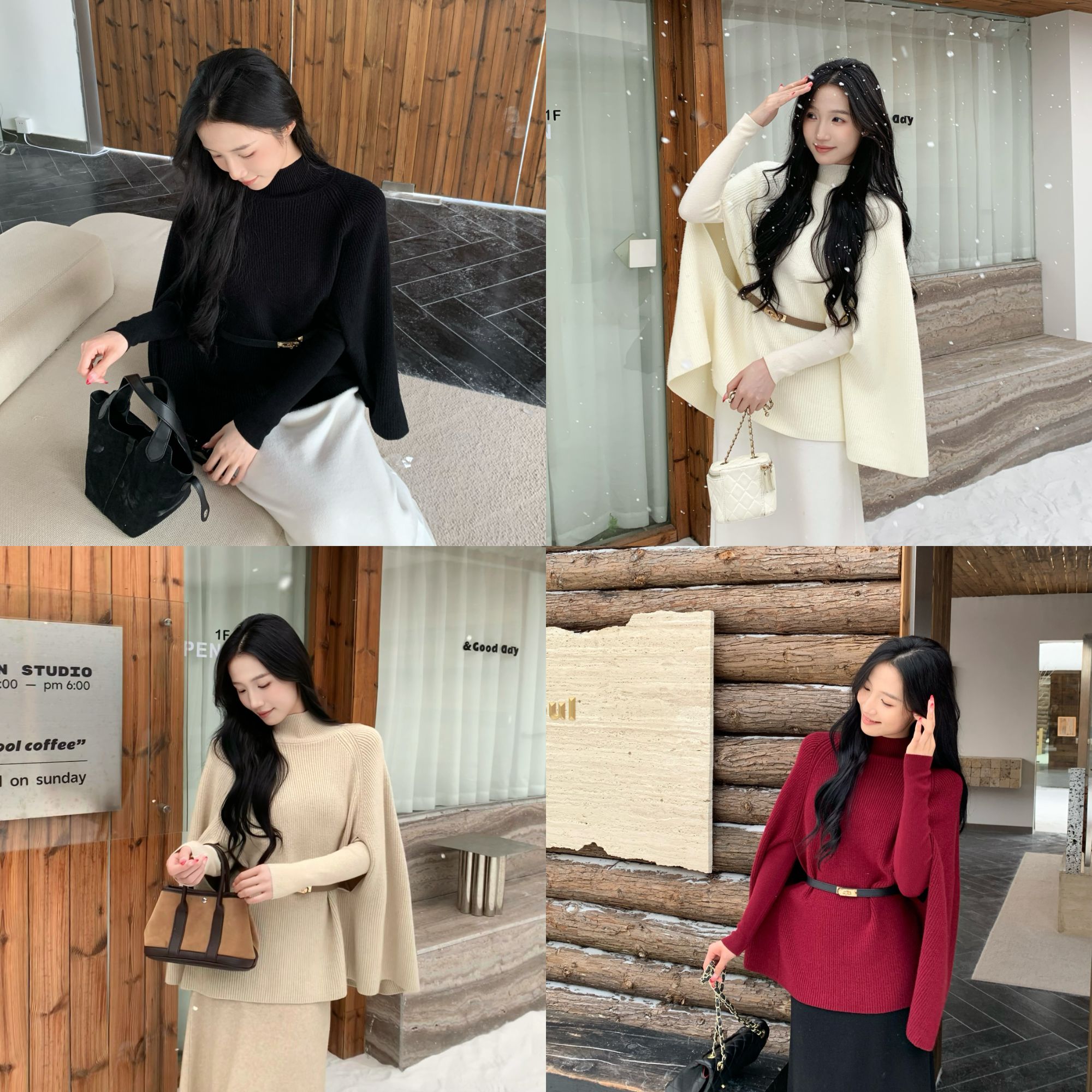 #8271气质百搭斗篷针织衫上衣女2025秋冬新款显瘦三件套