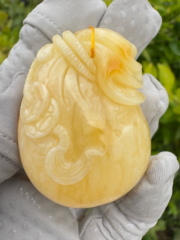 假一赔十，天然琥珀蜜蜡，蜜蜡钱袋子吊坠，编号66