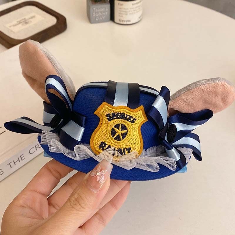 可爱朱迪兔子警官cos卡通礼帽发夹女生疯狂动物城兔耳朵帽子头饰