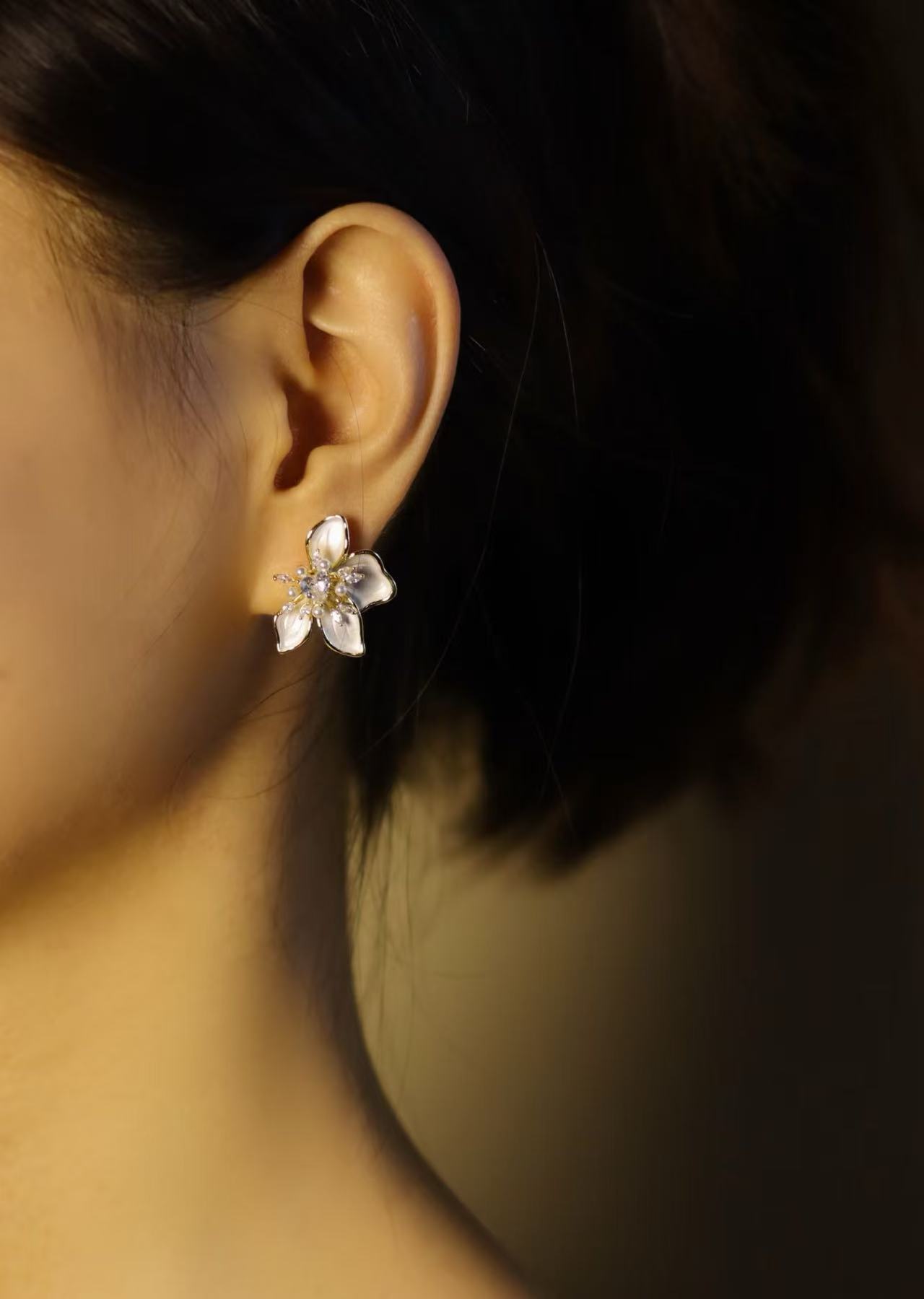 铜合金锆石耳饰 时尚耳钉通用链接2