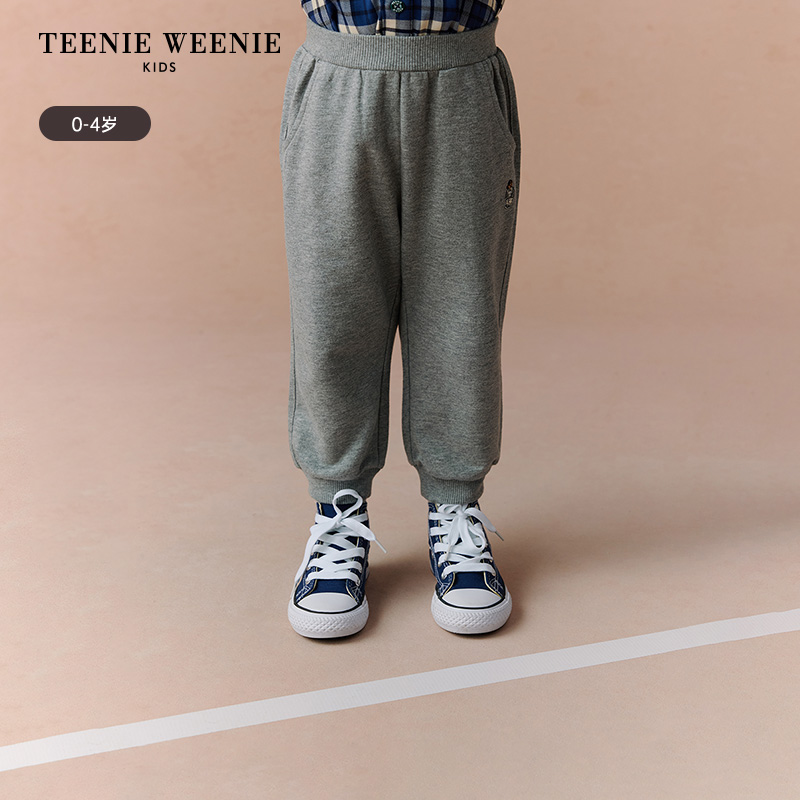 TeenieWeenieKids小熊童装25年秋季休闲简约基础卫裤T0TM253819A