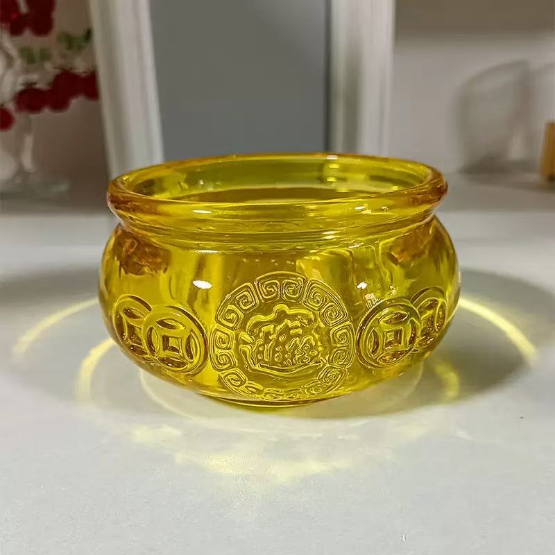 琉璃招财纳福聚宝盆摆件T