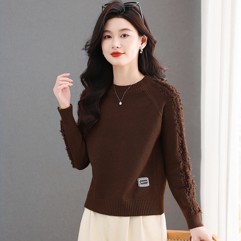 羊毛衫冬季女士厚款保暖圆领打底宽松显瘦百搭气质时尚内搭针织衫