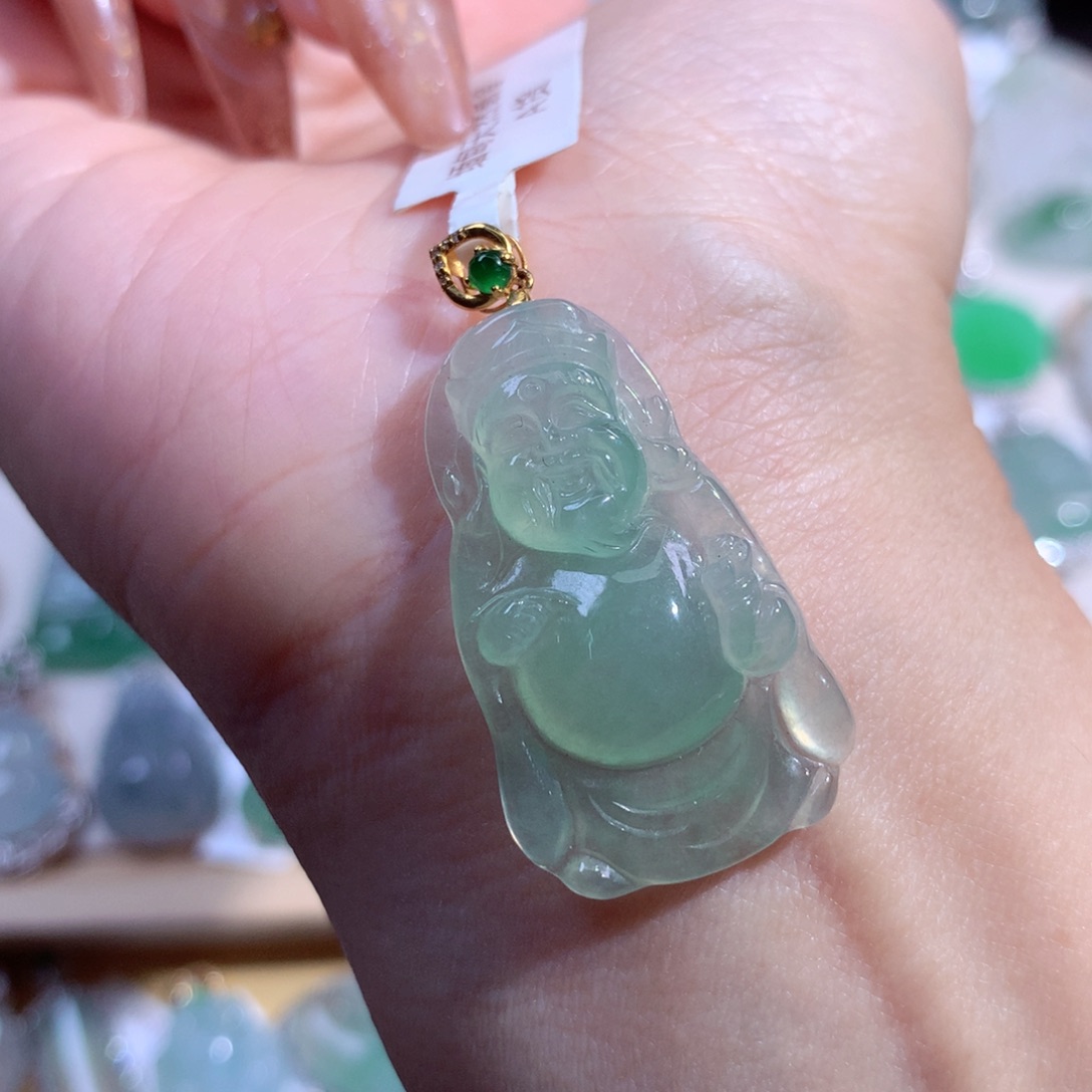 翡翠吊坠(不含链)18K金镶嵌