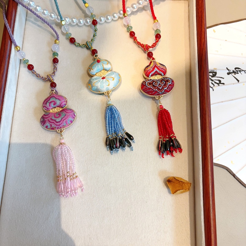 山.尔【之颜】100桑蚕丝宋锦葫芦项链