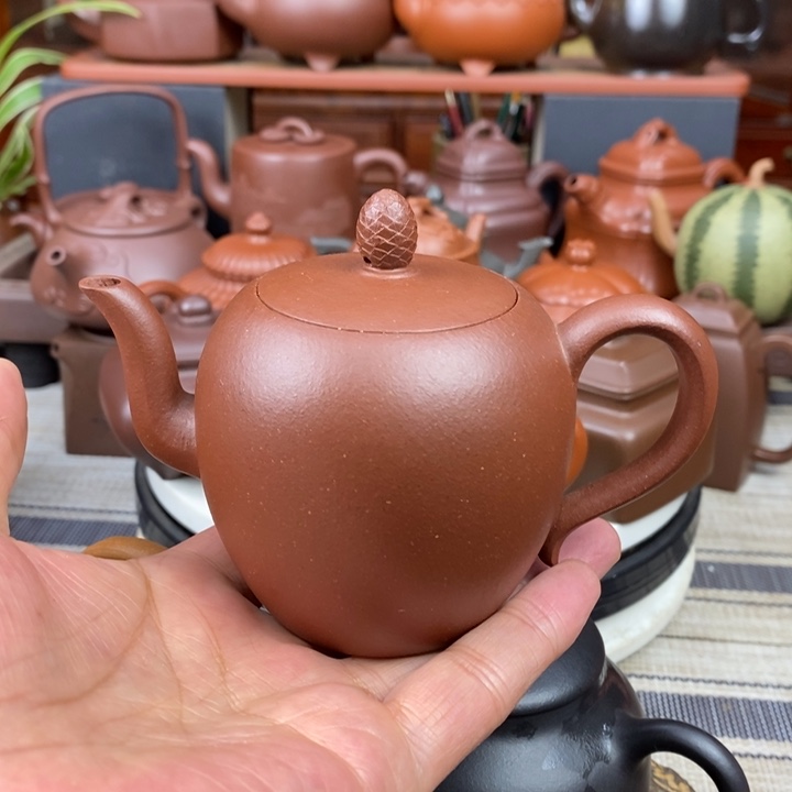 紫砂茶壶全手工美人肩220cc原矿宝山红降坡泥