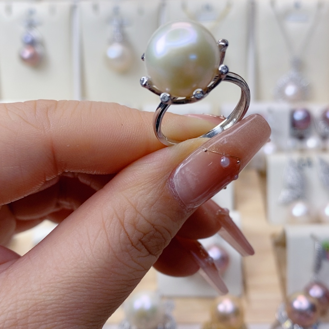 淡水珍珠戒指银S925镶嵌