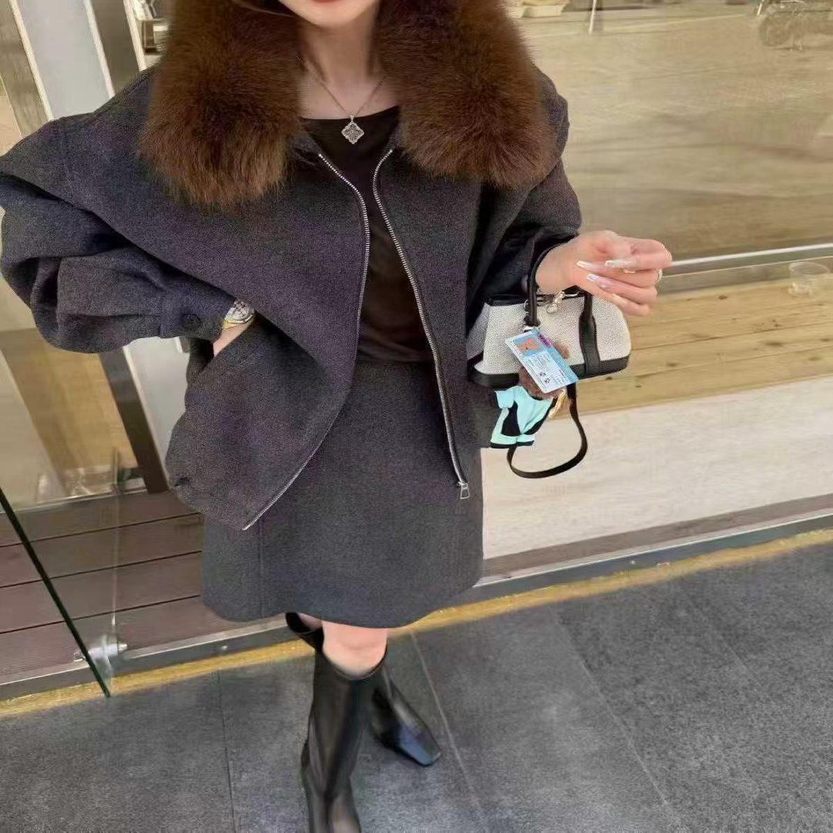 【万喜】冬季小廓形短款加厚保暖套套装通用链接49.9-69.9