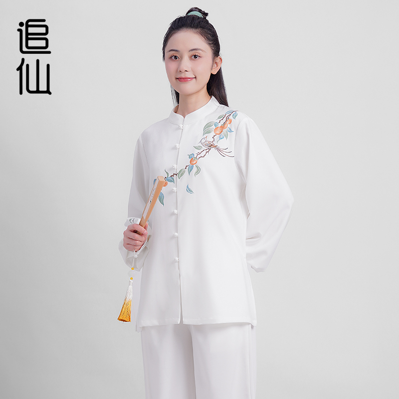 追仙新款春夏秋手绘演出练功气功比赛舒适柔软减龄垂顺太极服