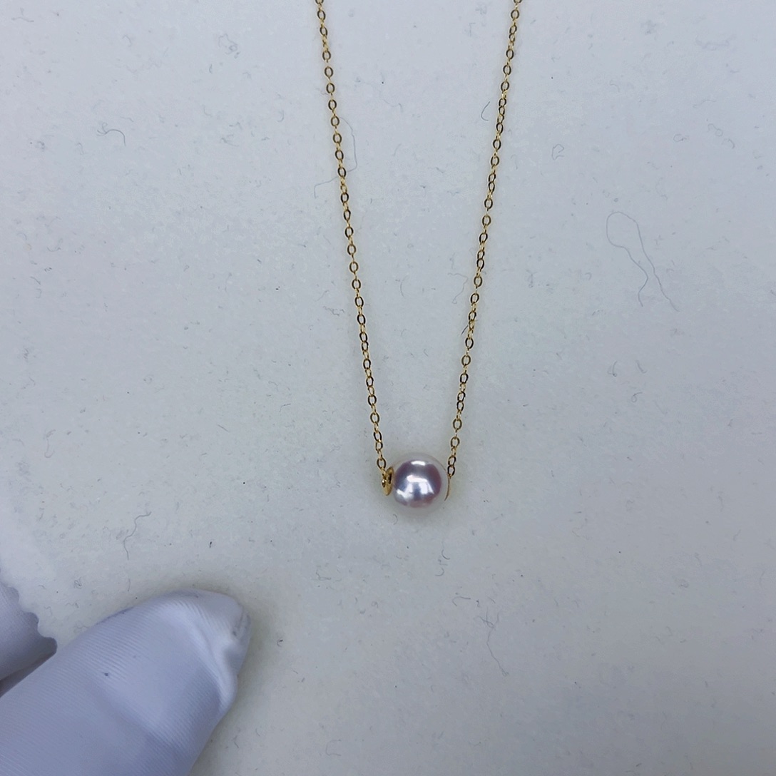 海水珍珠海水akoya路路通吊坠7-8mm18K金镶嵌